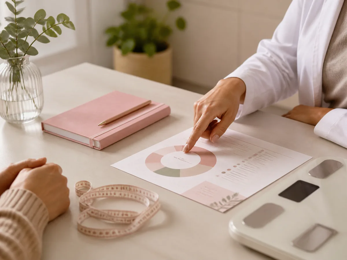 Illustration of a personalized medical weight-management consultation