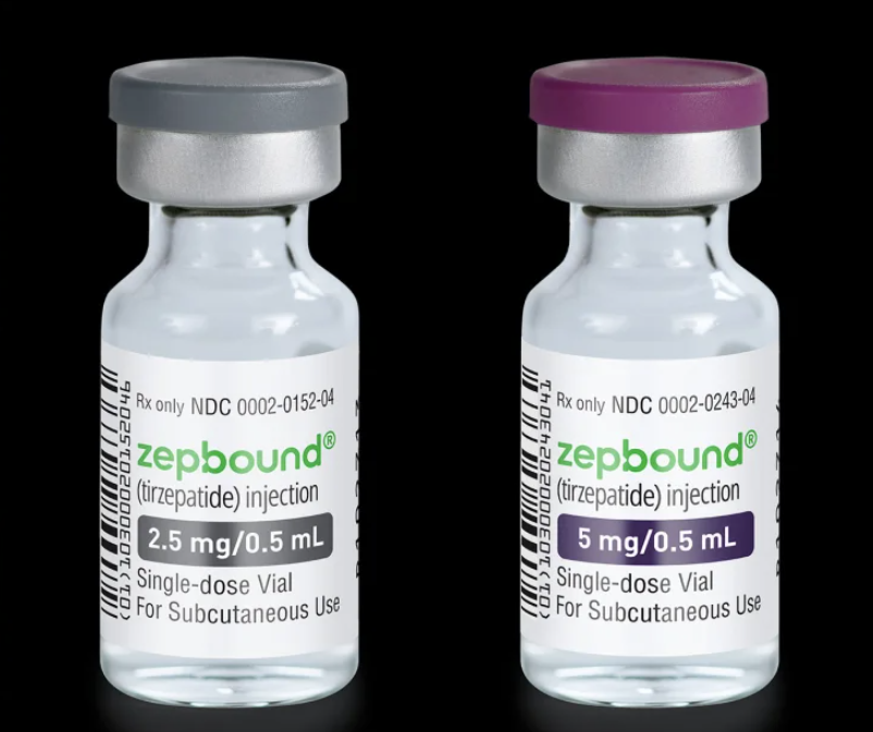a bottle of Zepbound® medication with a purple and white label